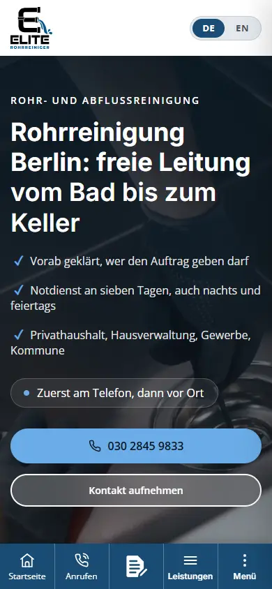 The same homepage on a phone