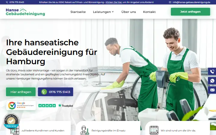 Homepage of Hanse Gebäudereinigung on desktop