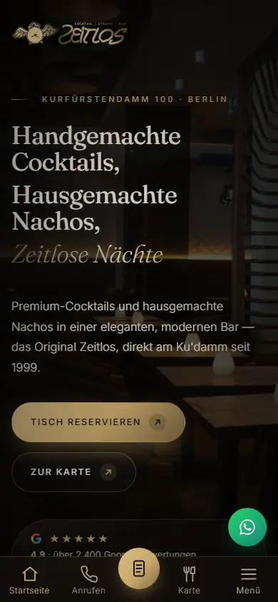 The same homepage on a phone